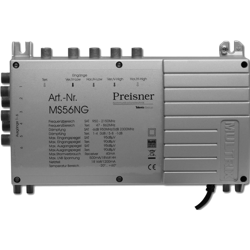 Televes Ms56ng 5 In 6 Multischalter “multrix” Mit Schaltnetzteil