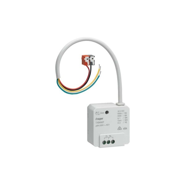 Hager TXB692F Schalt-/Rollladen-/Jalousieaktor 2/1-fach easy mit Binäreingang 2-fach UP 6 A KNX