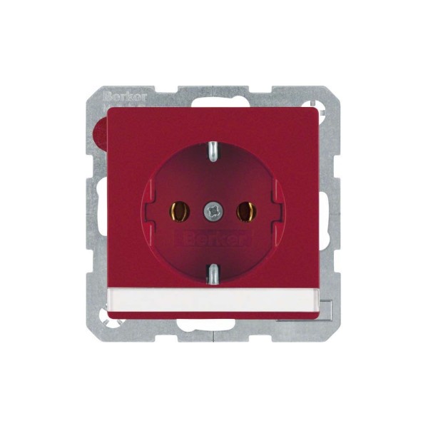 Berker 47506002 Steckdose SCHUKO mit Beschriftungsfeld Q.1/Q.3/Q.7 rot samt