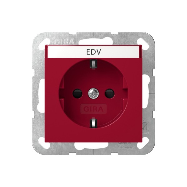 Gira 4462108 SCHUKO-Steckdose 16 A 250 V~ mit Beschriftungsfeld System 55 Rot glänzend