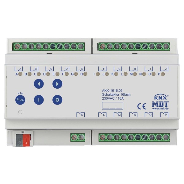 MDT technologies AKK-1616.03 Schaltaktor 16-fach 8TE REG 16A 230VAC