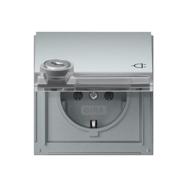 Gira 456965 SCHUKO-Steckdose 16 A 250 V~ mit Klappdeckel und Schloss IP44 TX_44 Alu