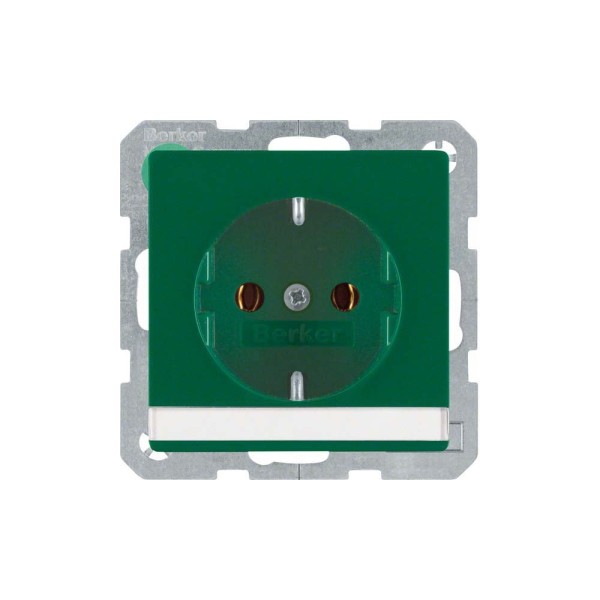 Berker 47506003 Steckdose SCHUKO mit Beschriftungsfeld Q.1/Q.3/Q.7 grün samt