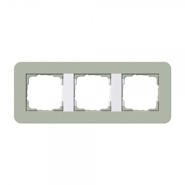 Gira 0213415 Abdeckrahmen 3-fach Graugrün Soft-Touch mit Trägerrahmen Reinweiß glänzend E3