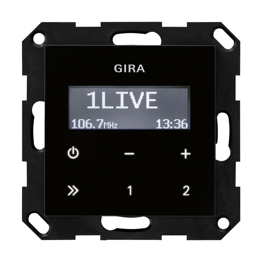 Gira 228405 UnterputzRadio RDS System 55 Schwarzglasoptik