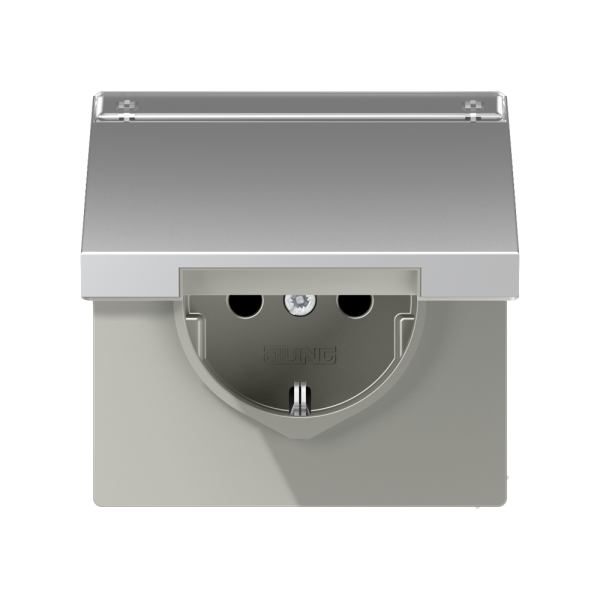 Jung AL1520NAKL SCHUKO-Steckdose mit Schriftfeld und Klappdeckel Serie LS Aluminium