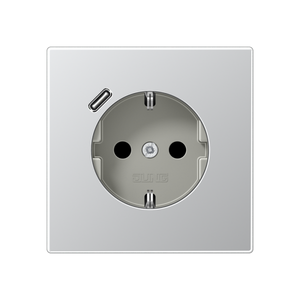 Jung AL1520-18C SCHUKO-Steckdose mit USB-Ladegerät 1x Typ C Serie LS Aluminium