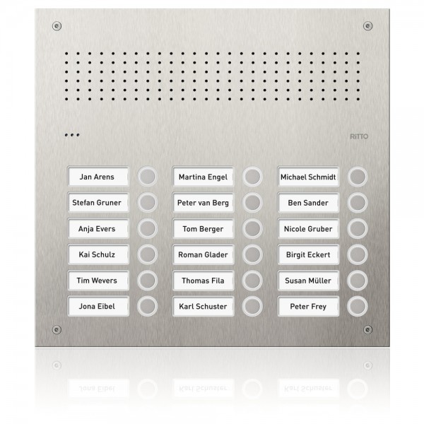 Ritto Acero pur Edelstahl-Türstation Audio 18 WE, 18 Klingelstasten, 3 Spalten RGE1813225