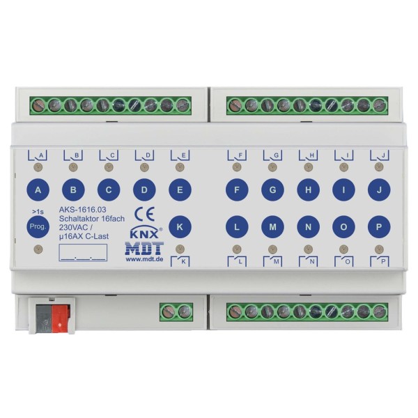 MDT technologies AKS-1616.03 Schaltaktor 16-fach 8TE REG 16A 230VAC