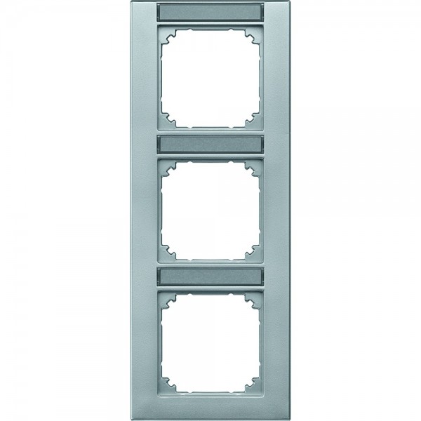 Merten 476360 M-PLAN-Abdeckrahmen 3-fach beschriftbar senkrecht aluminium edelmatt