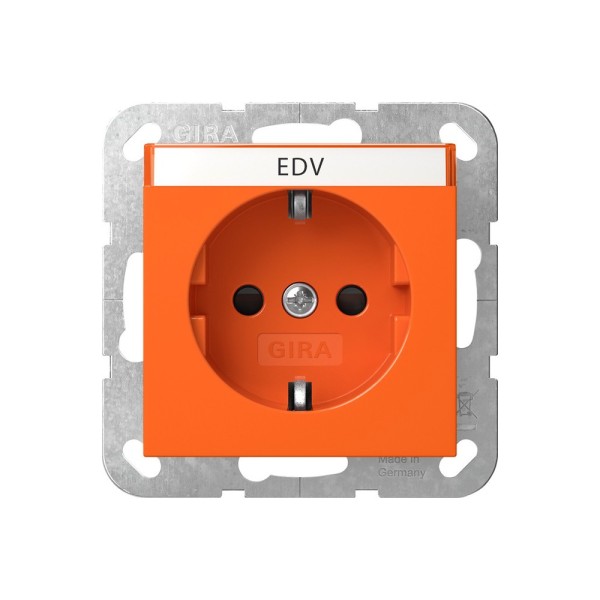 Gira 4462109 SCHUKO-Steckdose 16 A 250 V~ mit Beschriftungsfeld System 55 Orange glänzend