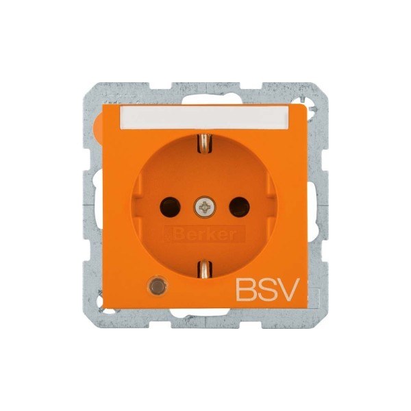 Berker 41108924 SCHUKOSteckdose Aufdruck „BSV“ mit Kontroll-LED S.1/B.3/B.7 orange glänzend