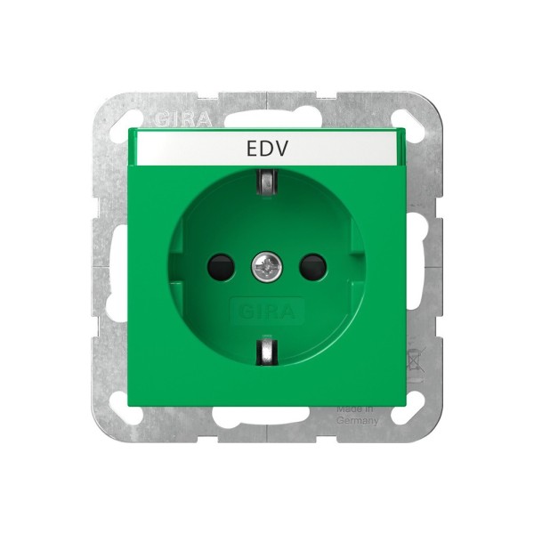 Gira 4462107 SCHUKO-Steckdose 16 A 250 V~ mit Beschriftungsfeld System 55 Grün glänzend