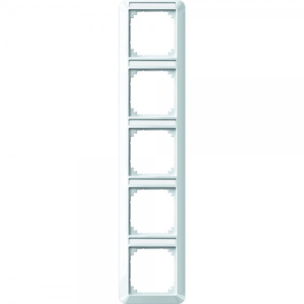 Merten 385519 1-M-Abdeckrahmen 5-fach senkrecht mit Beschriftungsträger polarweiß glänzend