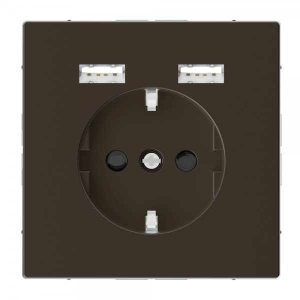 Merten MEG2366-6052 SCHUKO-Steckdose mit USB Ladegerät System Design moccametallic