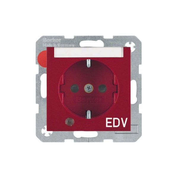 Berker 41108915 SCHUKO-Steckdose Aufdruck „EDV“ mit Kontroll-LED S.1/B.3/B.7 rot glänzend