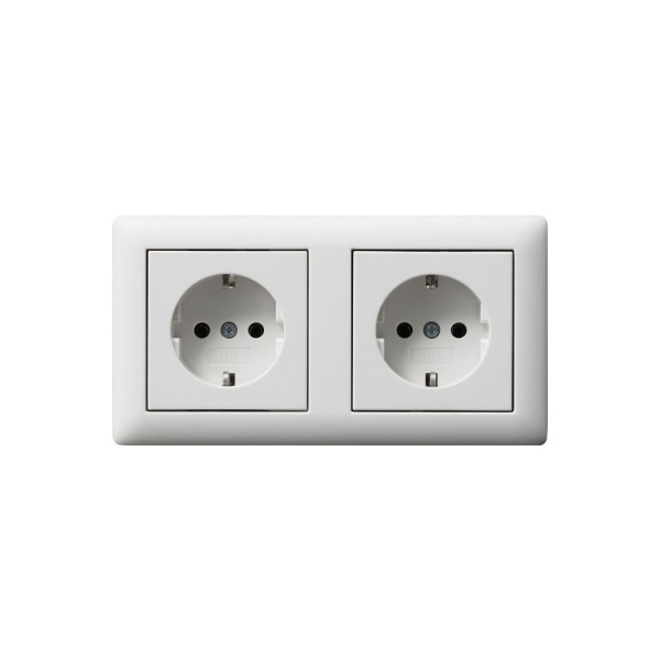 Gira 479304 SCHUKO-Steckdose 2-fach 16 A 250 V~ vorverdrahtet System 55 Reinweiß matt