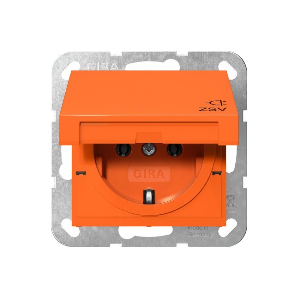 Gira 4454109 SCHUKO-Steckdose 16 A 250 V~ mit Klappdeckel System 55 Orange glänzend