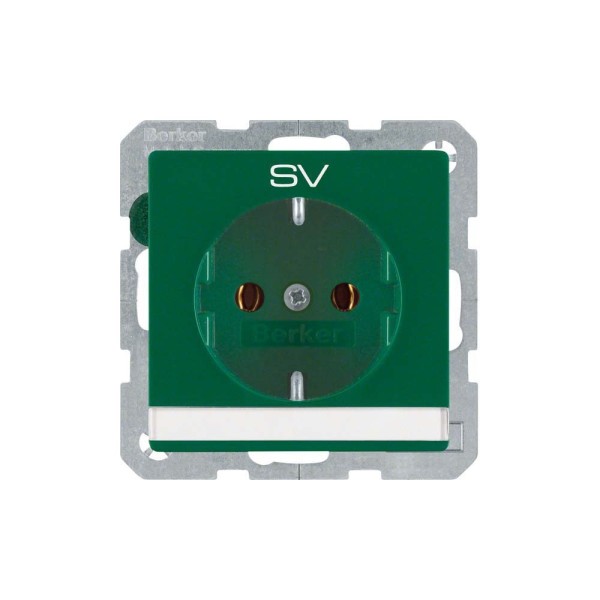 Berker 47506013 Steckdose SCHUKO mit Aufdruck „SV“ Q.1/Q.3/Q.7 grün samt