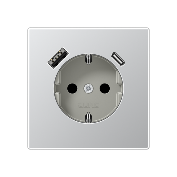 Jung AL1520-15CA SCHUKO-Steckdose mit USB-Ladegerät 1x Typ A+1x Typ C Serie LS Aluminium