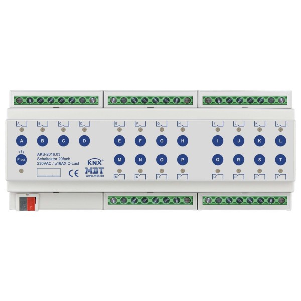 MDT technologies AKS-2016.03 Schaltaktor 20-fach 12TE REG 16A 230VAC