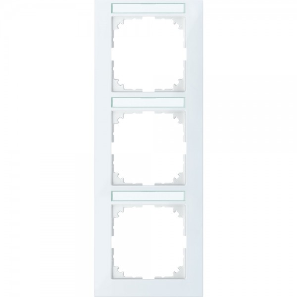 Merten MEG4032-3619 M-Pure-Abdeckrahmen 3-fach Beschriftungsträger senkrecht polarweiß glänzend