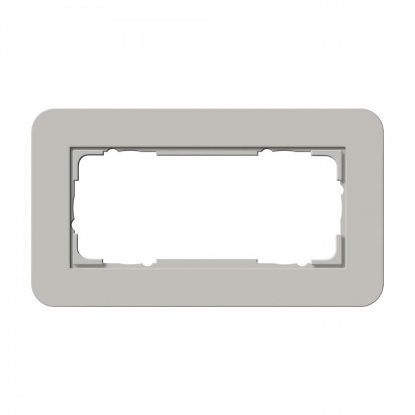 Gira 1002412 Abdeckrahmen 2-fach Grau Soft-Touch mit Trägerrahmen Reinweiß glänzend E3
