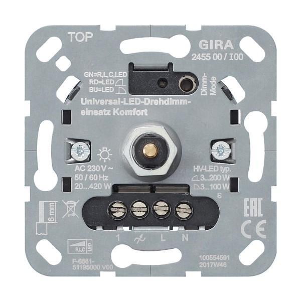 Gira 245500 System 3000 Universal-LED-Drehdimmeinsatz Komfort