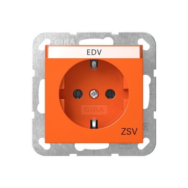 Gira 4457109 SCHUKO-Steckdose 16 A 250 V~ mit Beschriftungsfeld System 55 Orange glänzend