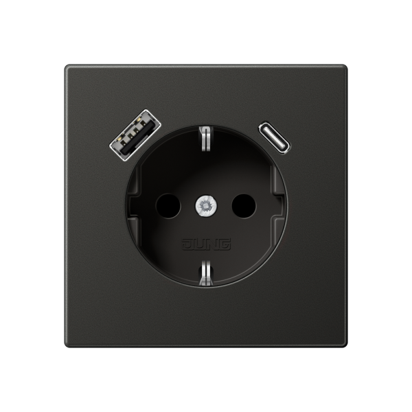 Jung AL1520-15CAAN SCHUKO-Steckdose mit USB-Ladegerät 1x Typ A+1x Typ C Serie LS Anthrazit