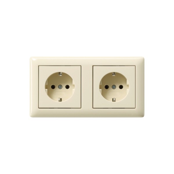 Gira 479301 SCHUKO-Steckdose 2-fach 16 A 250 V~ vorverdrahtet System 55 Cremeweiß glänzend